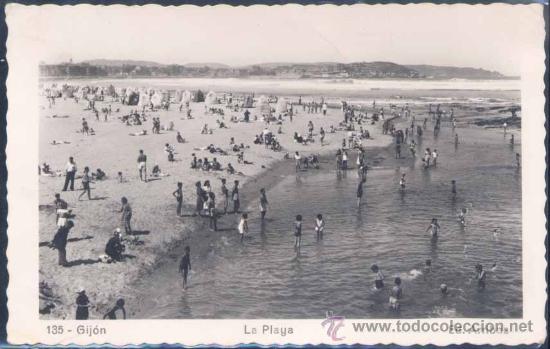 Postales: GIJ&Oacute;N (ASTURIAS).- LA PLAYA - Foto 1