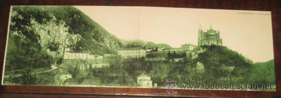 Postales: ANTIGUA POSTAL DOBLE DE COVADONGA - ASTURIAS - VISTA GENERAL - ED. E.J.G. - NO CIRCULADA.