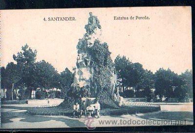 Postales: TARJETA POSTAL DE SANTANDER - ESTATUA DE PEREDA - Foto 1
