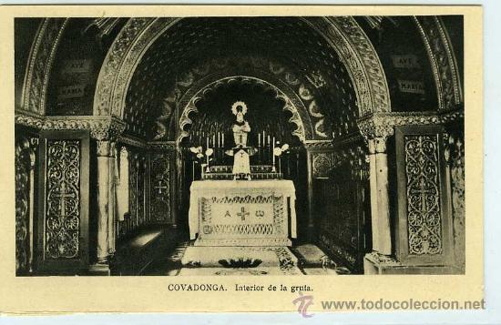 Postales: POSTAL COVADONGA INTERIOR DE LA GRUTA - Foto 1