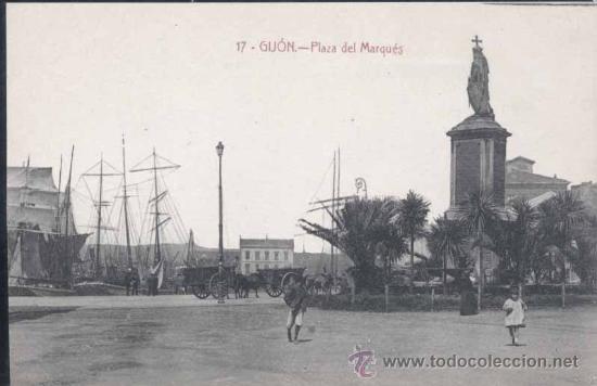 Postales: GIJ&Oacute;N.- PLAZA DEL MARQU&Eacute;S - Foto 1