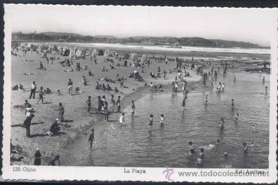 Postales: GIJ&Oacute;N.- LA PLAYA - Foto 1