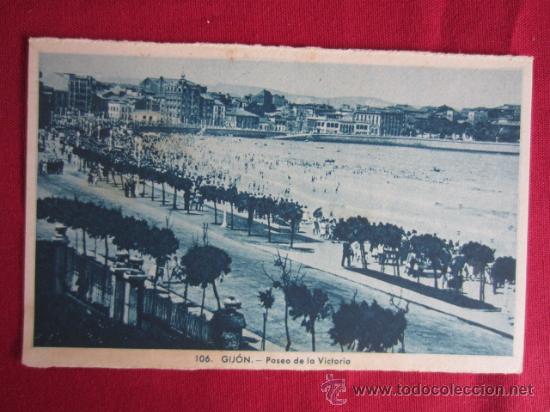 Postales: GIJ&Oacute;N - PASEO DE LA VICTORIA - Foto 1