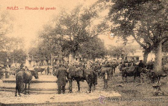 Postales: Avil&eacute;s. Mercado del ganado - Foto 1