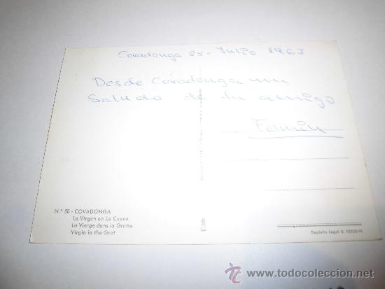 Postales: COVADONGA LA VIRGEN EN LA CUEVA (ESCRITA) - Foto 2