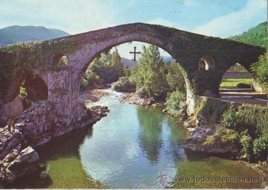 Postales: Puente romano (Cangas de On&iacute;s)_Alarde (1971) - Foto 1