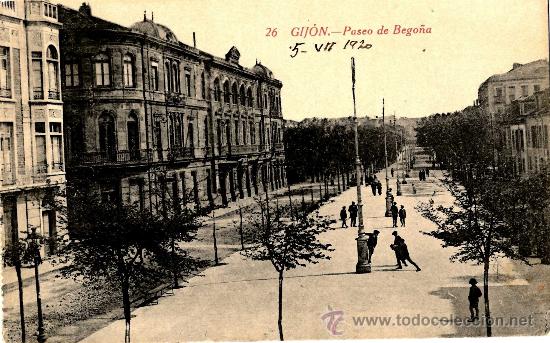Postales: GIJ&Oacute;N,  PASEO DE BEGO&Ntilde;A - Foto 1