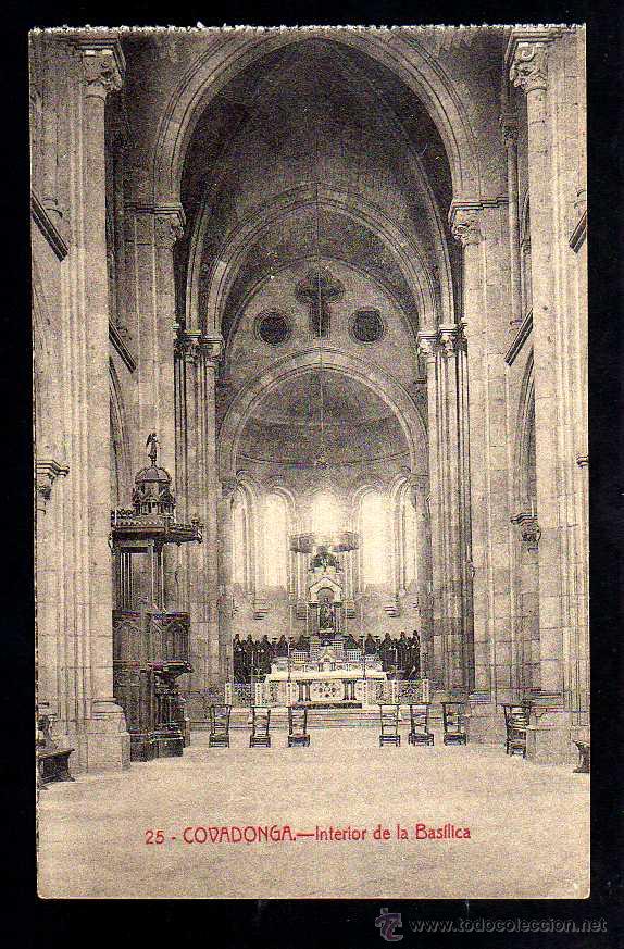 Postales: Covadonga. Interior de la Basilica. No circulada. - Foto 1