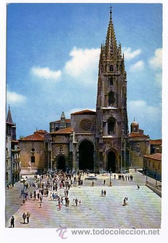 Postales: OVIEDO - LA CATEDRAL (CIRCULADA 1966) - Foto 1