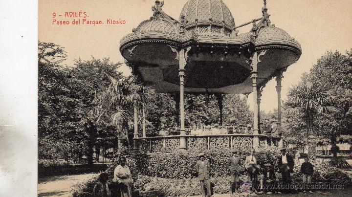 Postales: avil&eacute;s. 9 paeo del parque. kiosko. thomas - Foto 1