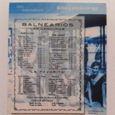 Postales: POSTAL GIJON, CIUDAD BALNEARIA - BAÑOS Y PRECIOS EN 1931 - 2000. Lote 43487563