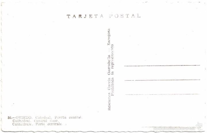 Postales: OVIEDO CATEDRAL PUERTA CENTRAL - Foto 2