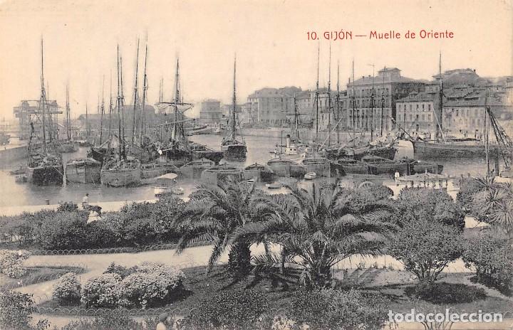 Postales: GIJ&Oacute;N.- MUELLE DE ORIENTE - Foto 1