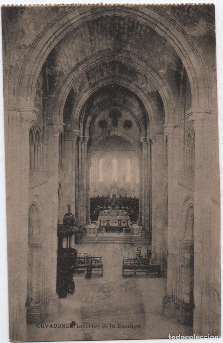 Postales: TARJETA POSTAL DE COVADONGA. INTERIOR DE LA BAS&Iacute;LICA. - Foto 1