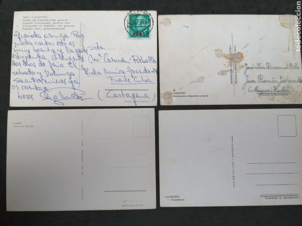 Postales: LOGRO&Ntilde;O, LOTE DE 4 POSTALES - Foto 2