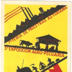 Postales: GIJÓN (ASTURIAS) 7ª FERIA DE MUESTRAS ASTURIANA 3ª EXPOSICIÓN AGRO PECUARIA 1930.. Lote 333150163