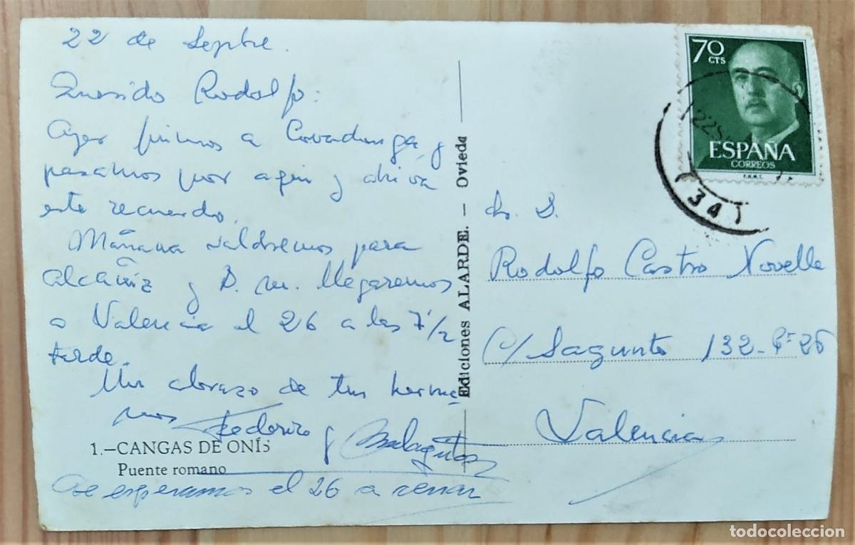 Postales: 1. CANGAS DE ON&Iacute;S - PUENTE ROMANO - EDICIONES ALARDE - CIRCULADA - Foto 2