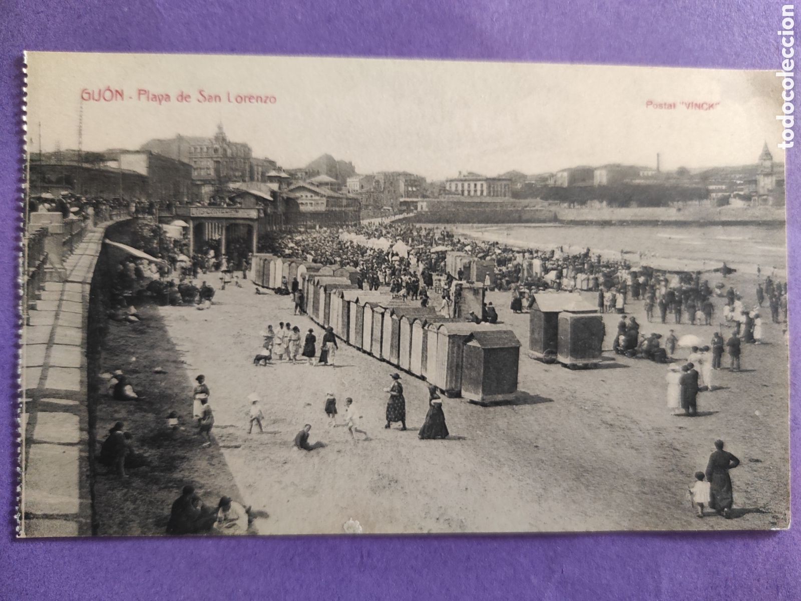 Postales: TARJETA POSTAL GIJON.- ASTURIAS.- PLAYA DE SAN LORENZO.- POSTAL VINCK.-SIN CIRCULAR.-
