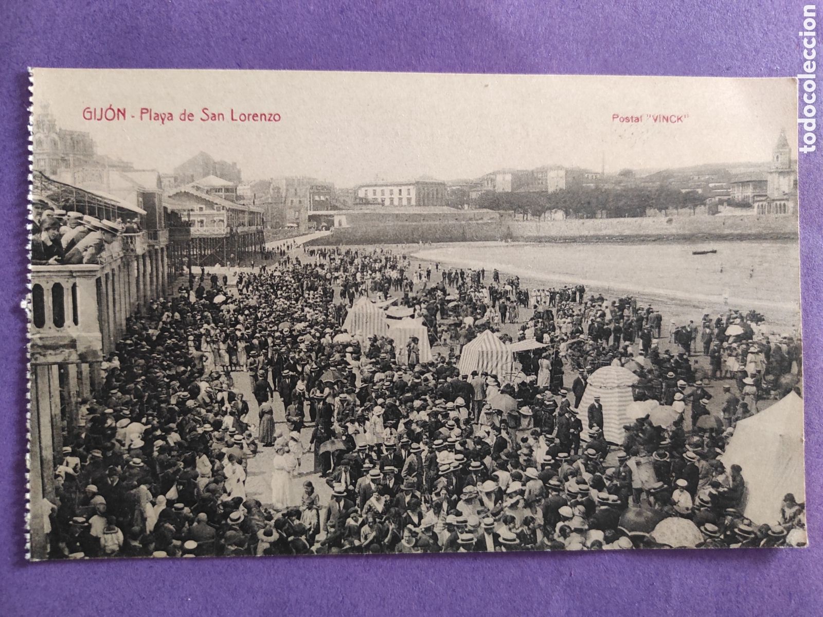 Postales: TARJETA POSTAL GIJON.- ASTURIAS.- PLAYA DE SAN LORENZO.- POSTAL VINCK.-SIN CIRCULAR.-