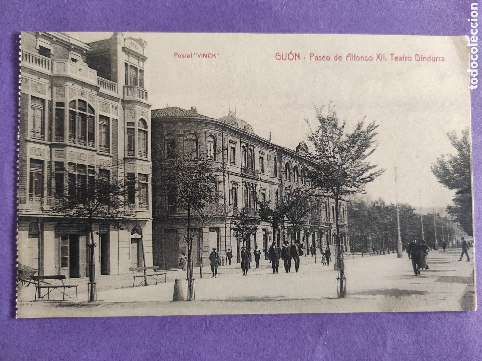 Postales: TARJETA POSTAL GIJON.- ASTURIAS.- PASEO DE ALFONSO XII. TEATRO DINDURRA- POSTAL VINCK.-