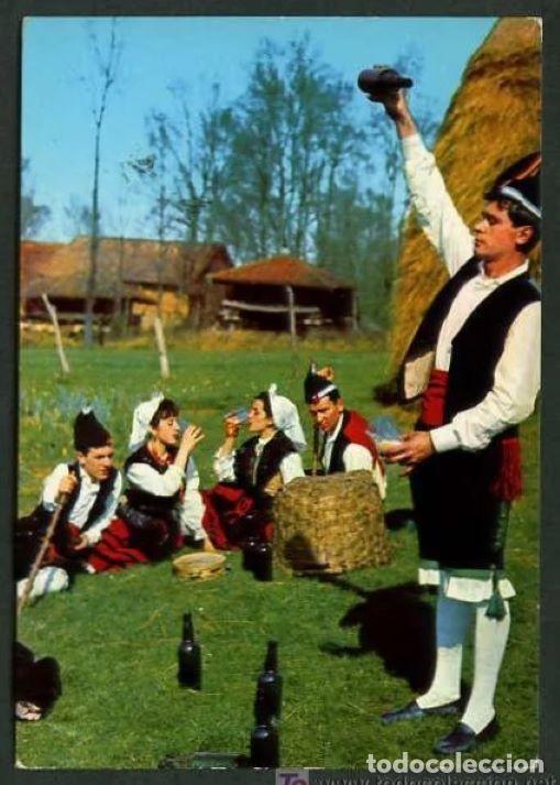 Postkarten: *Folklore astur. Escanciando sidra* Ed. Alarde n&ordm; 161. Nueva.