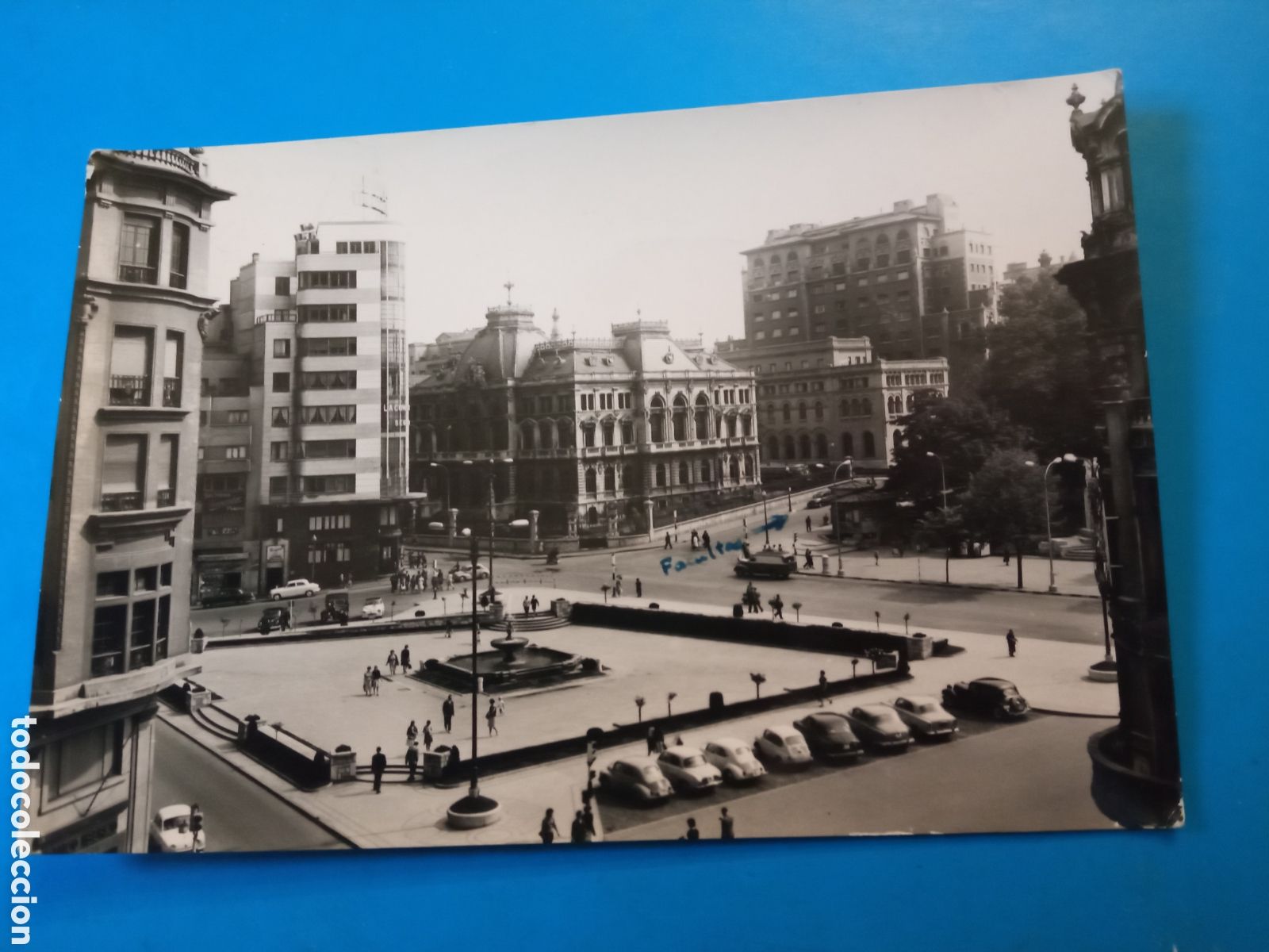 Postales: Antigua postal fotogr&aacute;fica, Oviedo, Plaza del General&iacute;simo sellada y matasellada