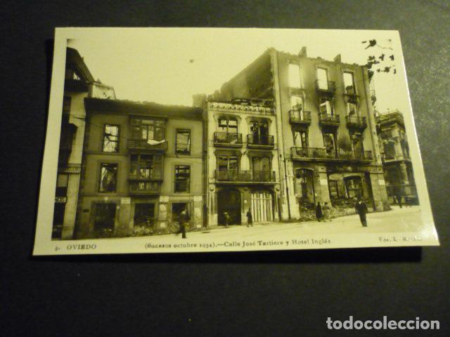 Postkarten: OVIEDO ASTURIAS SUCESOS OCTUBRE 1934 CALLE JOSE TARTIERE Y HOTEL INGLES