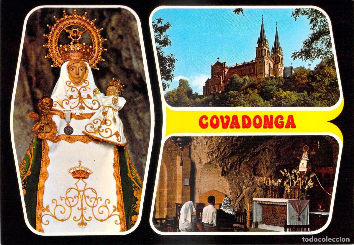 Postales: Postal de Covadonga Asturias La Santina y Bas&iacute;lica