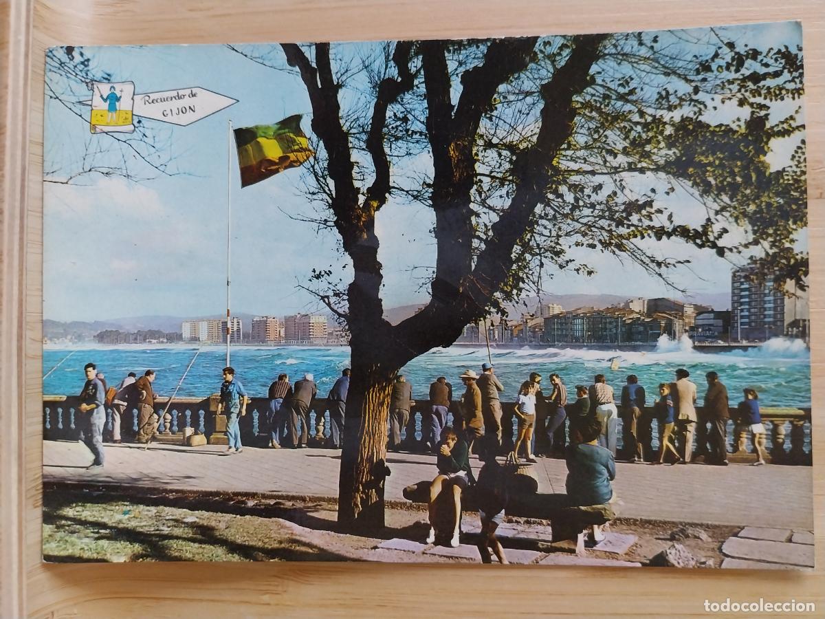 Postales: PLAYA SAN LORENZO GIJON ED ALCE 194 CIRCULADA A&Ntilde;O 1972 MUY ANIMADA