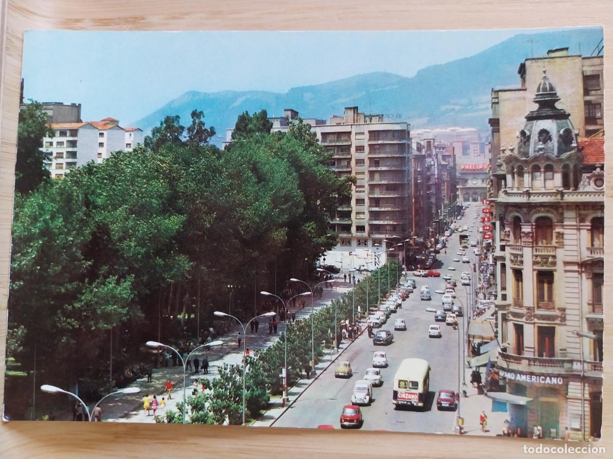 Postales: GIJON CALLE URIA POSTAL SC ORIGINAL PROMOCIONAL BANCO GIJON ANIMADA COCHES CLASICOS