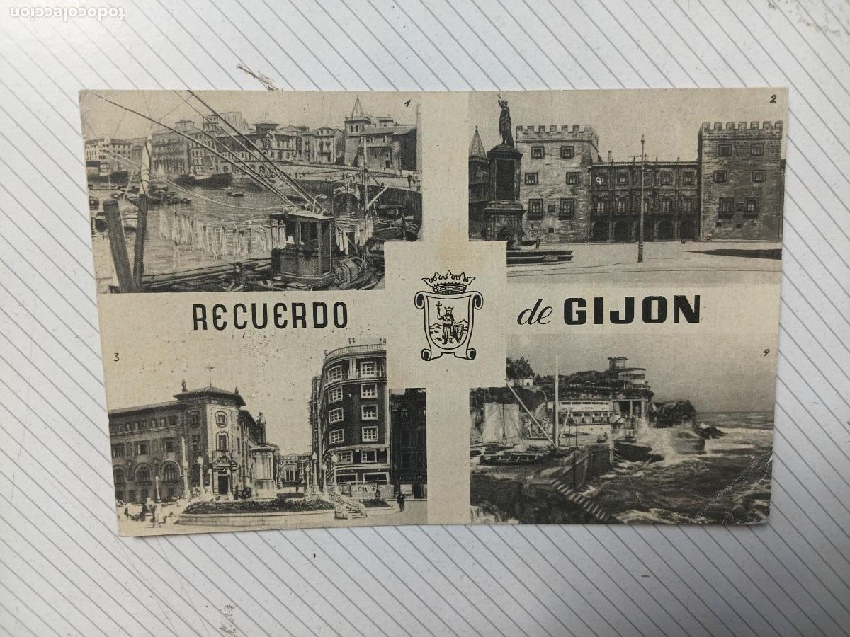 Postales: Gij&oacute;n. Postal escrita de &eacute;poca