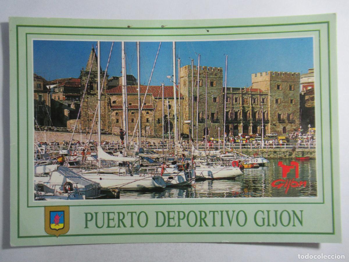 Postales: Gij&oacute;n - Puerto Deportivo y Palacio Revilla-Gigedo - S/C
