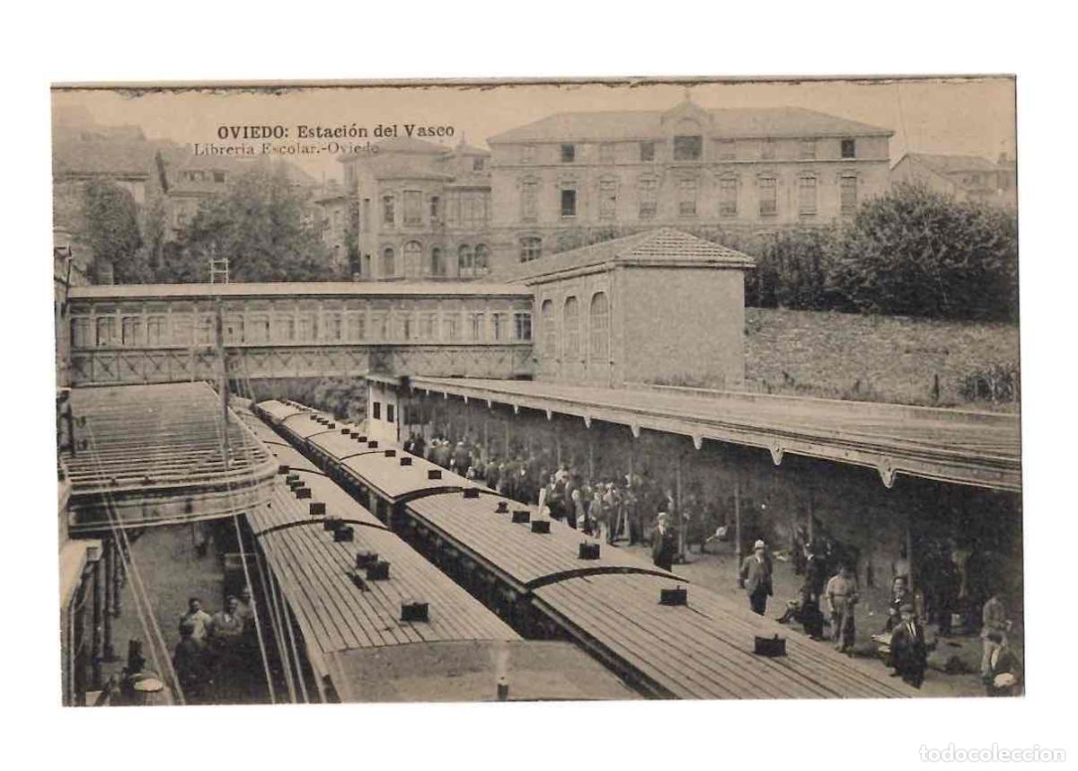Postales: TARJETA POSTAL OVIEDO ESTACION DEL NORTE. LIBRERIA ESCOLAR