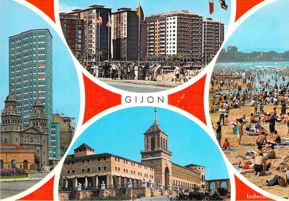 Postales: Postal Multi-vista de Gij&oacute;n Asturias Bellezas de la Ciudad