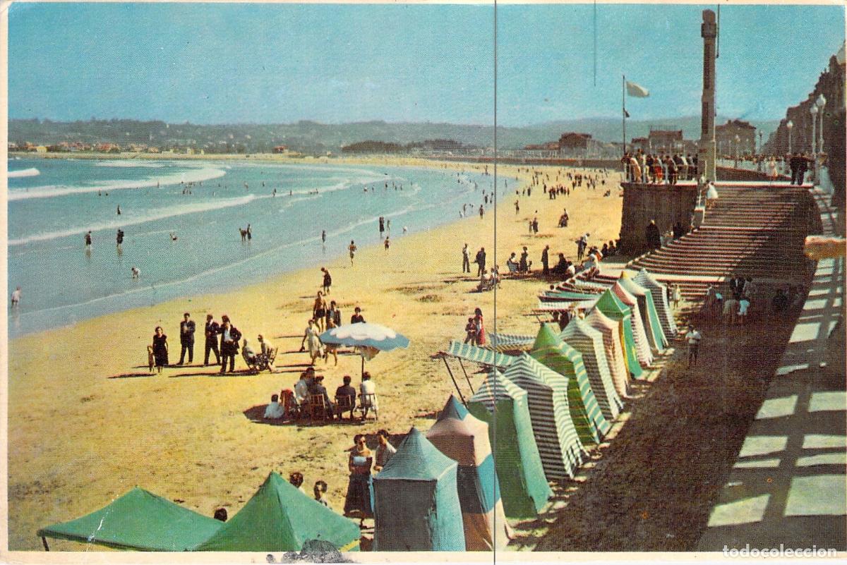 Postales: Postal Playa de San Lorenzo Gij&oacute;n Asturias Espa&ntilde;a