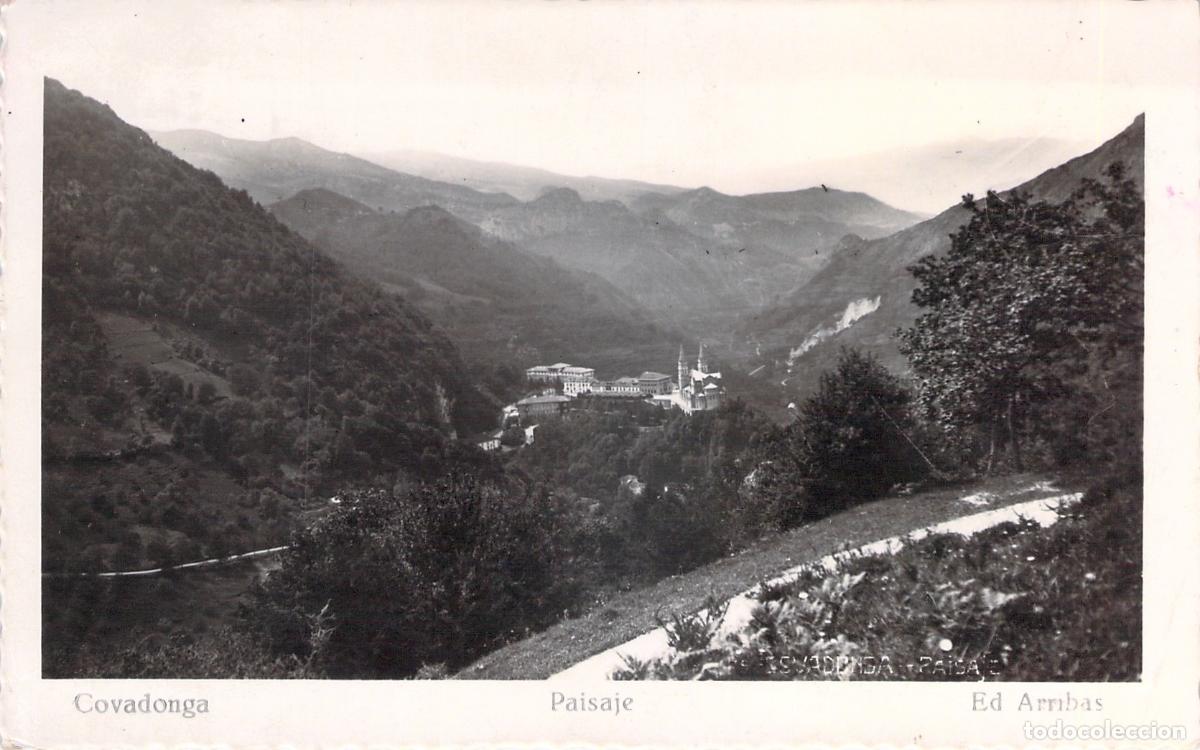 Postales: Postal Paisaje de la Bas&iacute;lica de Covadonga en Asturias