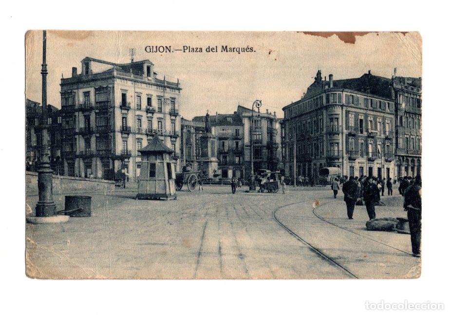 Postales: GIJ&Oacute;N.(ASTURIAS).- PLAZA DEL MARQU&Eacute;S.