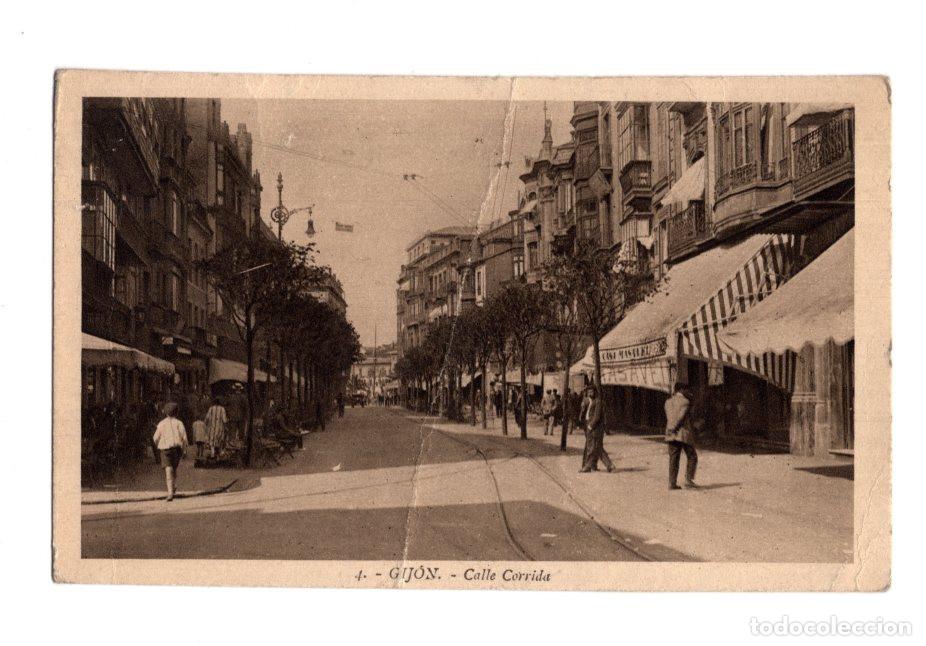 Postales: GIJ&Oacute;N.(ASTURIAS).- CALLE CORRIDA.