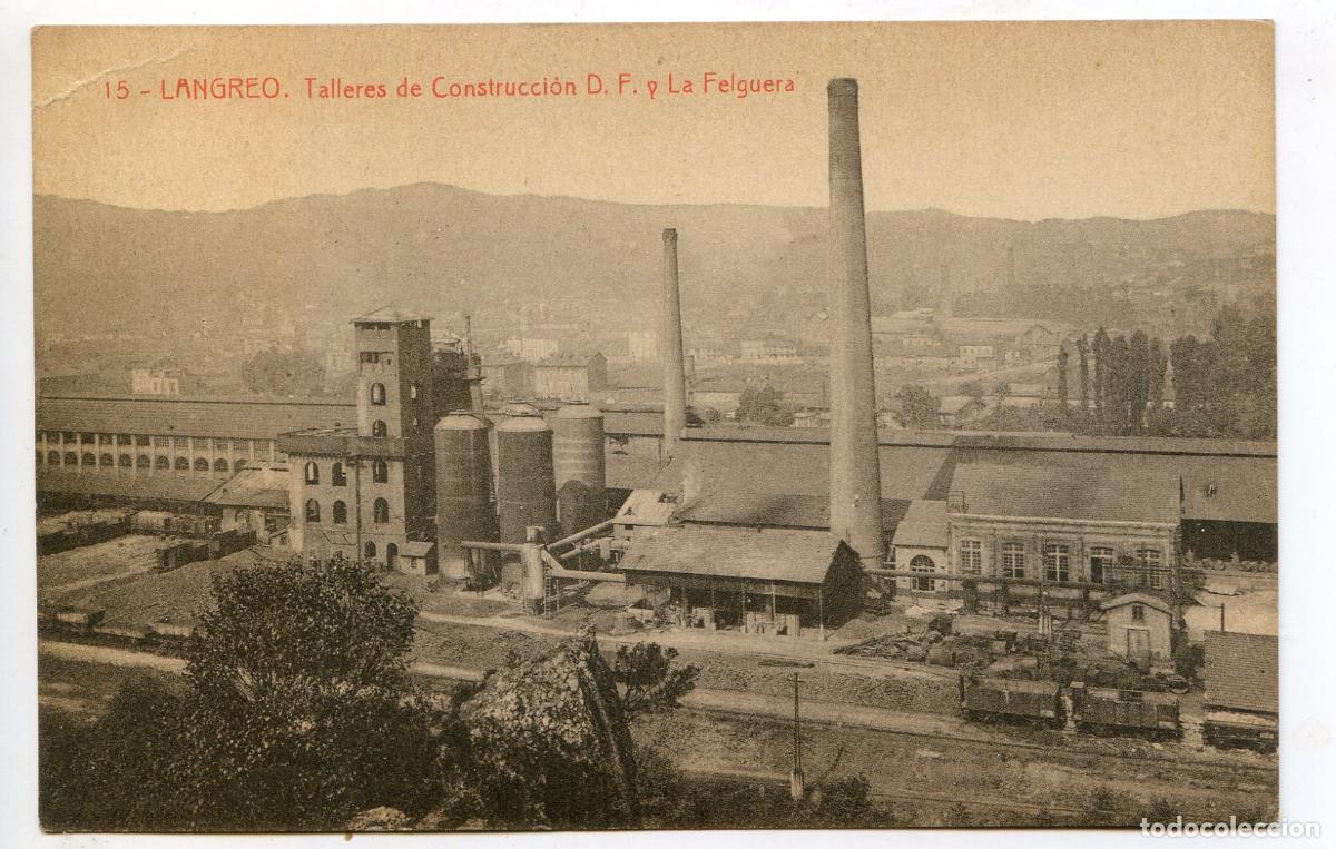 Postales: Langreo n&ordm; 15. Talleres de Construcci&oacute;n D.. y La Felguera, Fototipia Thomas