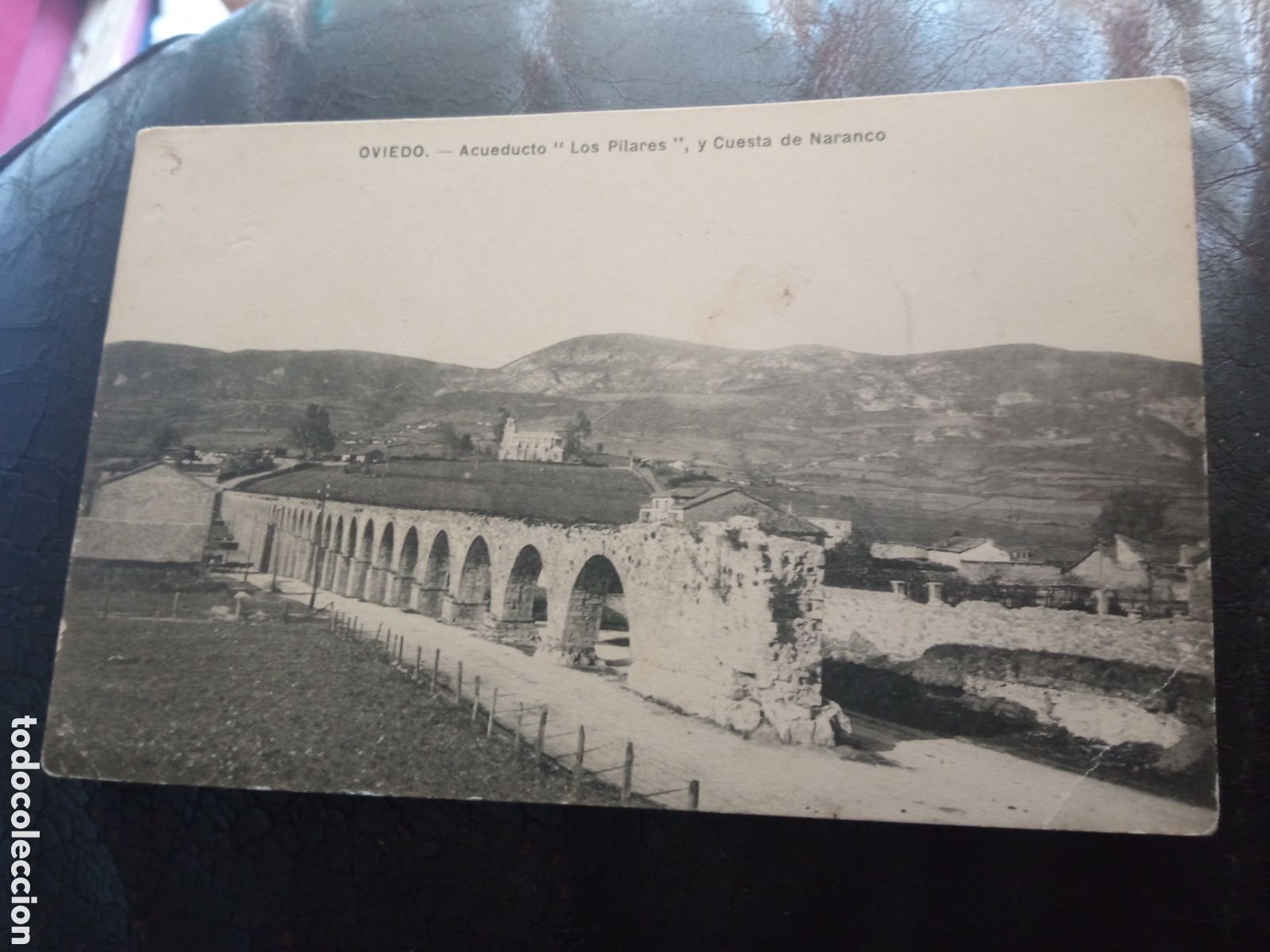 Postales: Antigua postal fotogr&aacute;fica, Oviedo, Acueducto Los Pilares y Cuesta de Naranco