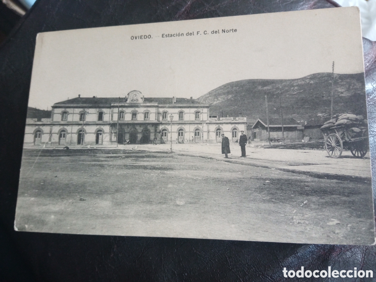 Postales: Antigua postal fotogr&aacute;fica, Oviedo, Estaci&oacute;n de Ferrocarril del Norte
