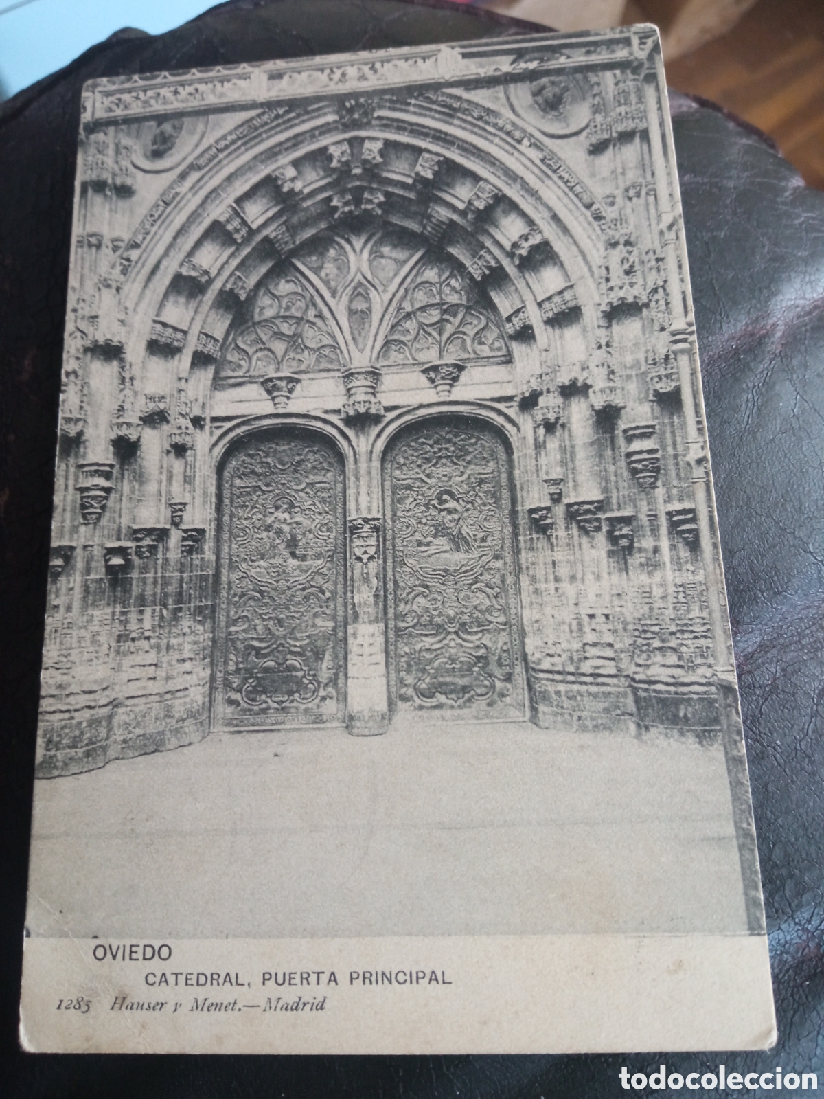 Postales: Antigua postal fotogr&aacute;fica, Oviedo, Catedral, Puerta principal