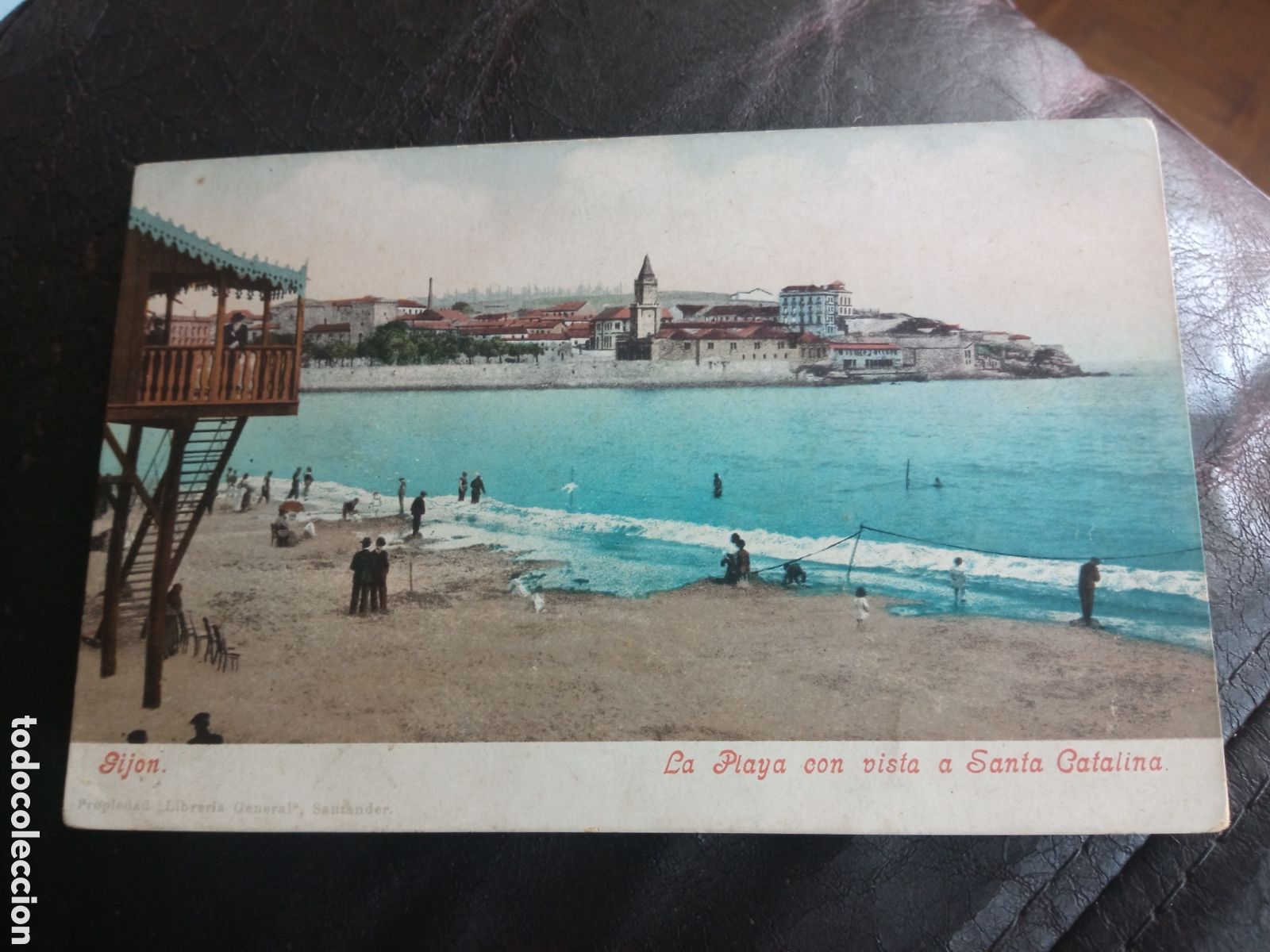 Postales: Antigua postal fotogr&aacute;fica, Jijon, Playa con vista a Santa Catalina