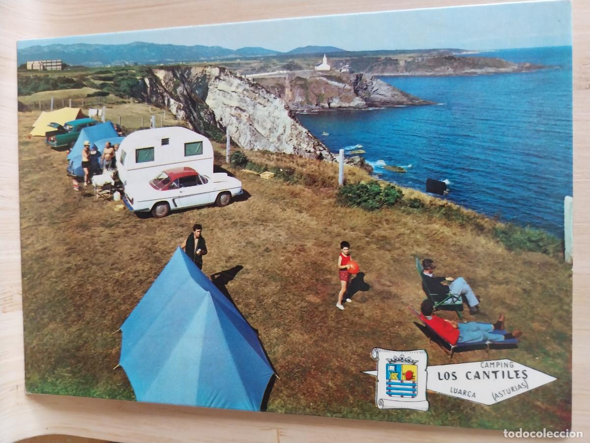 Postales: CAMPING LOS CANTILES LUARCA ED PERGAMINO 36001 SC ORIGINAL ANIMADA COCHES TIENDAS CAMPA&Ntilde;A