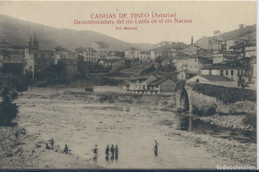 Postales: CANGAS DE TINEO (ASTURIAS) - DESEMBOCADURA DEL R&Iacute;O LUI&Ntilde;A EN EL RIO NARCEA - FOTO MORODO - MATEU S.A.