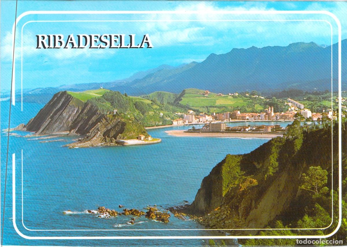 Postales: Postal de Ribadesella, Asturias - Playa y Vista Panor&aacute;mica