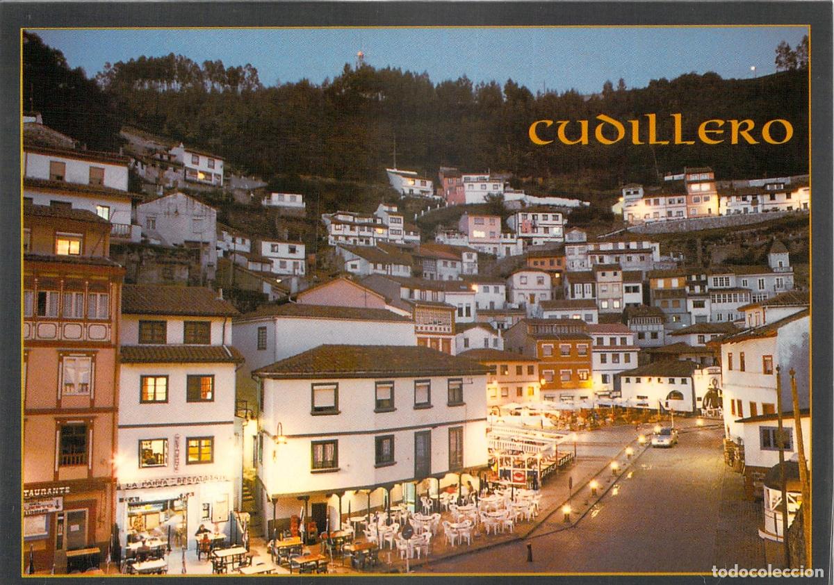 Postales: Postal de Cudillero Asturias - Vista Nocturna del Pueblo