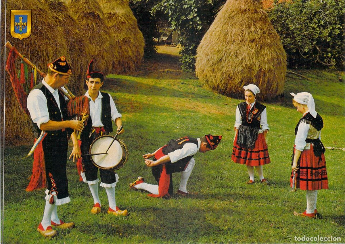 Postales: Postal de Asturias: Baile Pericote de Llanes y Trajes Tradicionales