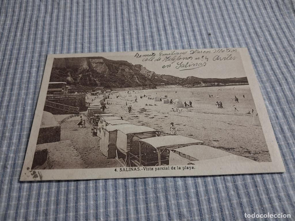 Postales: Postal Antigua Asturias. Salinas. Vista parcial de la playa. Circulada