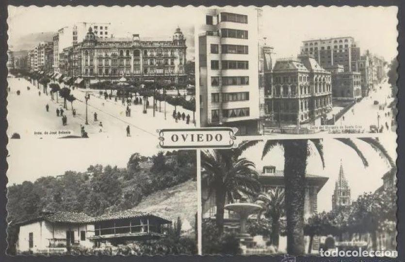 Cartoline: Oviedo. Ed. M. Arribas. Circulada 1956 *Estaci&oacute;n-Oviedo*